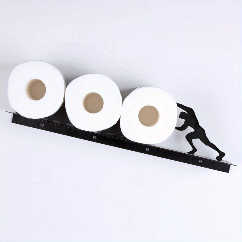 1pc Wall-Mounted Toilet Paper Holder & Roll Storage Shelf - Space-Saving Metal Bathroom\u002FShelf Unit, Easy Install Adhesive\u002F Mount Suitable for Small Bathrooms, Apartments, Homes - Toilet Paper Dispenser