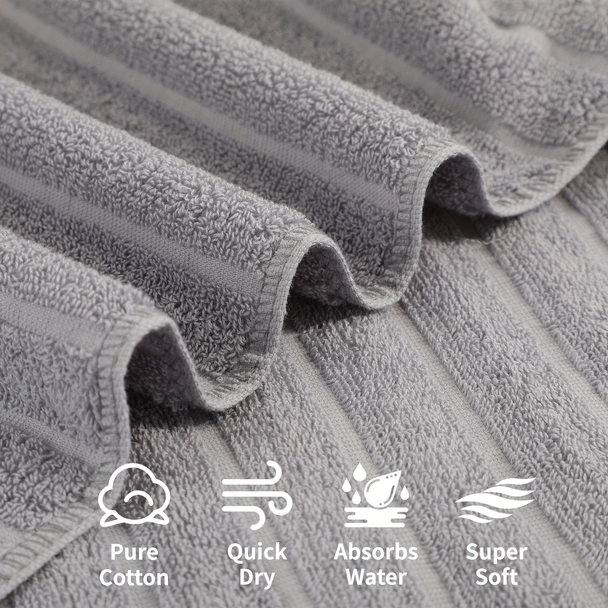 Set of 12 Cotton Towels, Including 4 Washcloths, 4 Hand Towels, And 4 Bath Towels. Ideal for Festive Bathroom Decoration And As Gifts, These Travel Essentials Feature Stripes, a Weight of 400GSM, And Are Quick-Drying, Soft