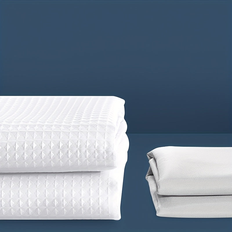 1pc Thickened Jacquard Waffle Shower Curtain Polyester Fabric Bathroom Shower Curtain Wet And Dry Barrier Curtain White Jacquard Fabric Curtain (Shower Curtain + 12 C-Hooks)