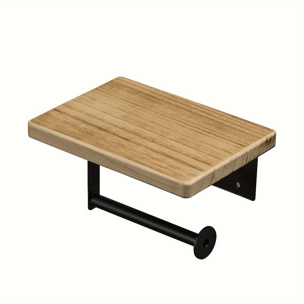 No-Drill Wall-Mounted Toilet Paper Holder & Bathroom Shelf - Multi-Functional Sink Shelf, Phone Holder, Storage Rack with Space-Saving for Small Bathrooms, -Free Installation (Compatible with Toilet Paper, Phone)