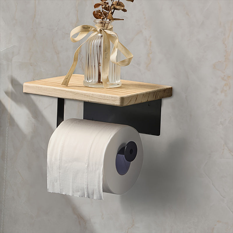 No-Drill Wall-Mounted Toilet Paper Holder & Bathroom Shelf - Multi-Functional Sink Shelf, Phone Holder, Storage Rack with Space-Saving for Small Bathrooms, -Free Installation (Compatible with Toilet Paper, Phone)