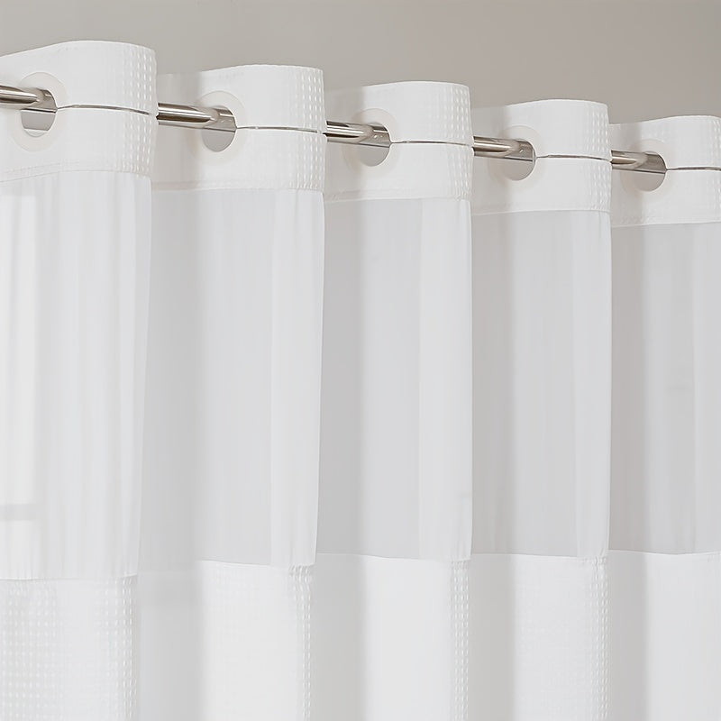 1pc Waffle Texture Shower Curtain with Large Rings - Double Layer Bath Curtain Suitable for Bathtub Partition, Multi-Color Options (, Grey, Navy), Machine Washable, 71x74 Inch Bathroom Decor