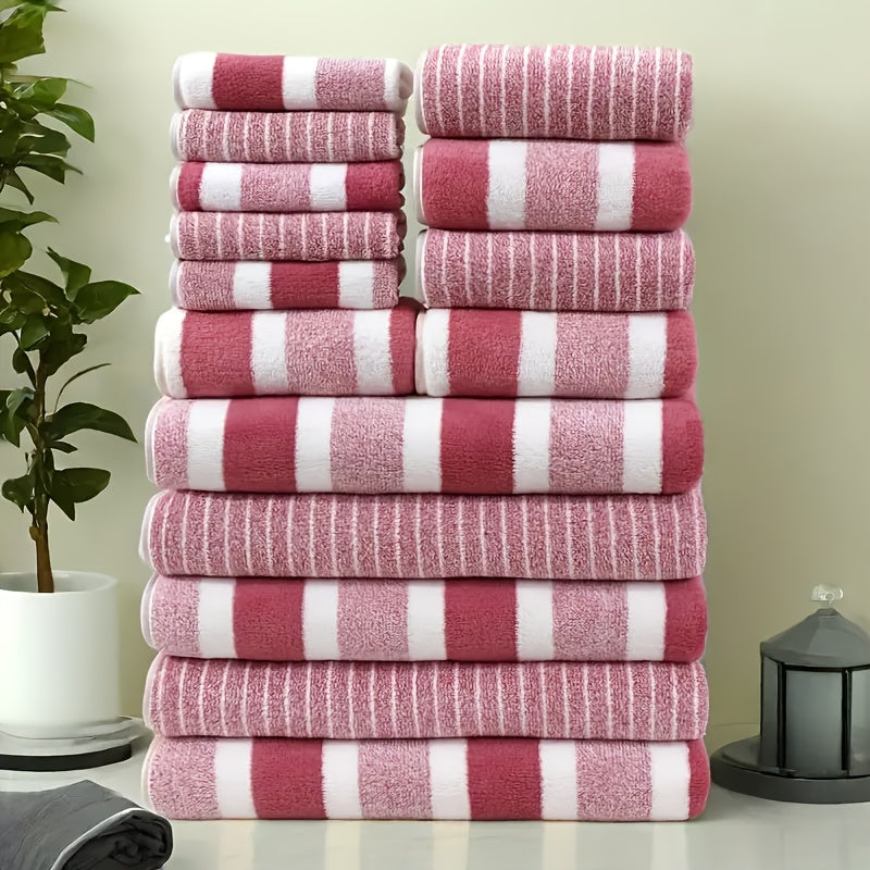 15pcs Luxury Towel Set - Majestic Plush, Super Absorbent, Quick-drying, Thick Coral Fleece Bath Towel, Suitable For Bathrooms, Spas, And Hotels - Includes 5 Bath Towels, 5 Hand Towels, And 5 Washcloths, The Perfect Holiday Gift, Wash Cloths