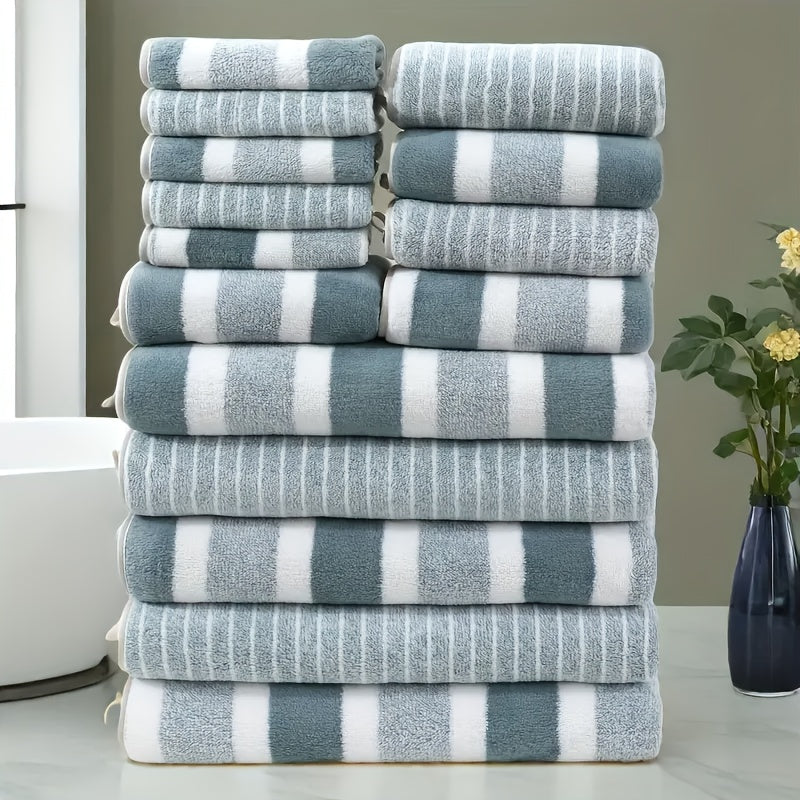 15pcs Luxury Towel Set - Majestic Plush, Super Absorbent, Quick-drying, Thick Coral Fleece Bath Towel, Suitable For Bathrooms, Spas, And Hotels - Includes 5 Bath Towels, 5 Hand Towels, And 5 Washcloths, The Perfect Holiday Gift, Wash Cloths