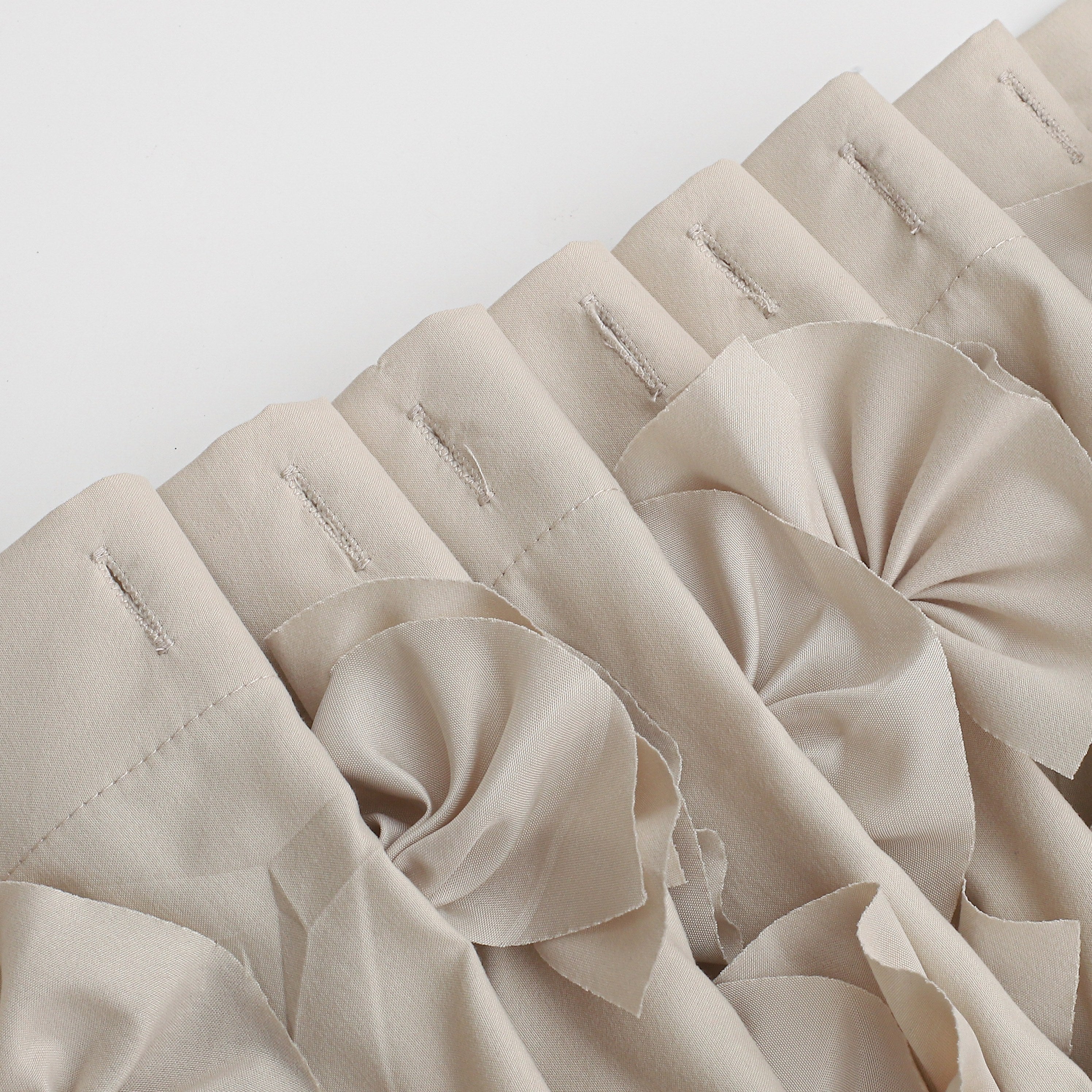 Ruched Microfiber Vintage Handcrafted Butterfly Flowers Bath Curtain for Master Bathroom, with 12 Buttonholes, 72\