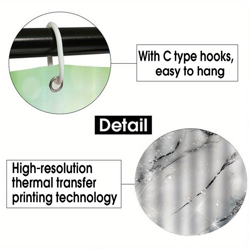 Set of 4pcs Featuring a Starry Stone Design for a Shower Curtain, Designed to Be for Bathtub Separation, Includes a Bathroom Partition Curtain with 12 Hooks, a Non-Slip, a U-Shaped for The Toilet, a Cover for The Toilet Lid