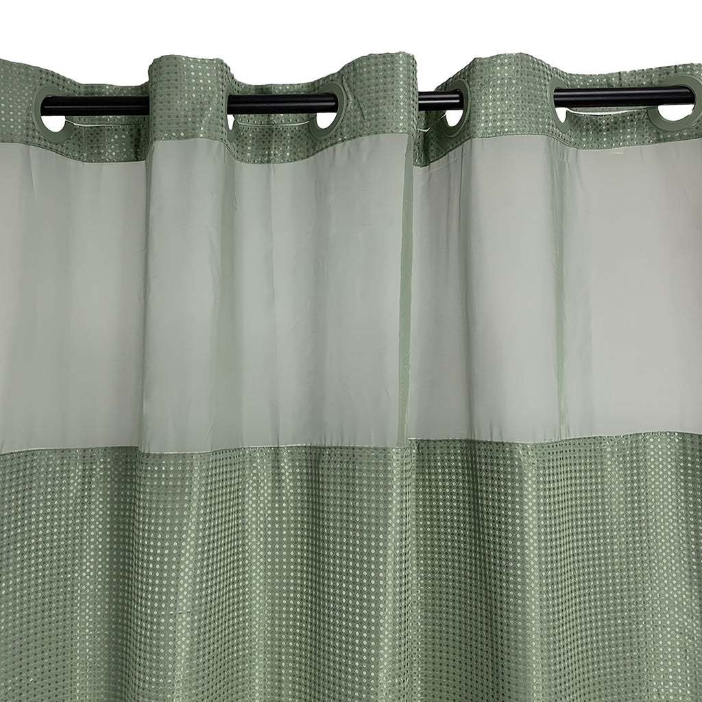 1pc Bathroom Hookless Shower Curtain with Snap-In Fabric Liner Hookless Recessed Hooks Double Waffle Shower Curtain Waffle Shower Curtain Home Decor home décor 75''L x 72''W