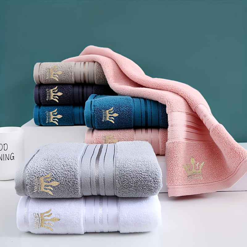 8pcs Luxury Hotel High-Quality Cotton Bath Towel Set, Including 2 Bath Towels, 2 Bath Towels, 4 Washcloth, Soft Skin-friendly Absorbent, Very Suitable For Bathrooms, Hotels, SPA-390GSM Cotton, Crown Embroidery, Wash Cloths