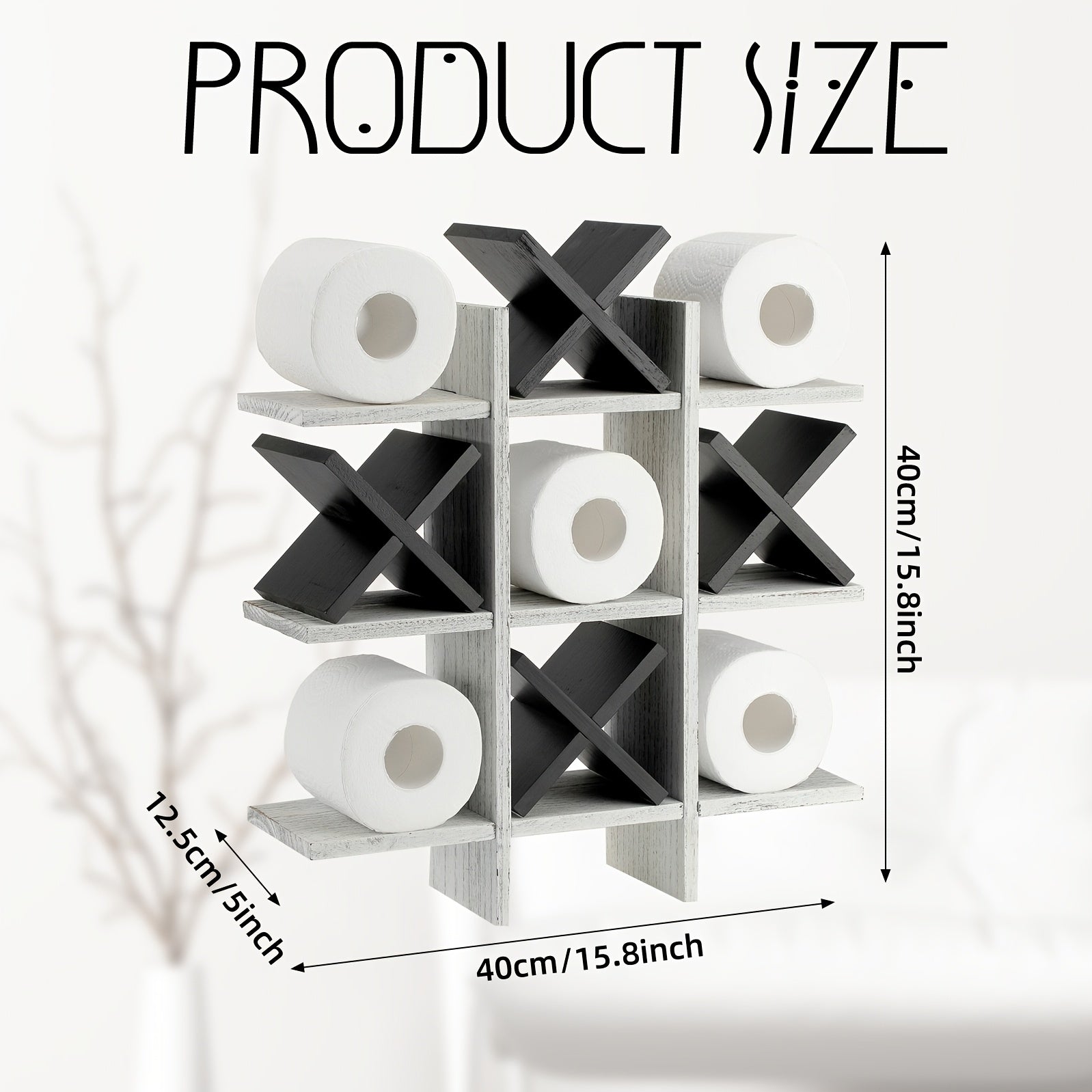 Tic Tac Toe Toilet Paper Holder Stand Toilet Paper Storage Bathroom Decor Rustic Wooden Hanging Storage Freestanding Wall Mounted Shelves Decor For Toilet Tissue Farmhouse
