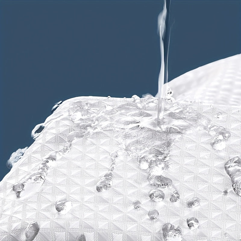 1pc Thickened Jacquard Waffle Shower Curtain Polyester Fabric Bathroom Shower Curtain Wet And Dry Barrier Curtain White Jacquard Fabric Curtain (Shower Curtain + 12 C-Hooks)