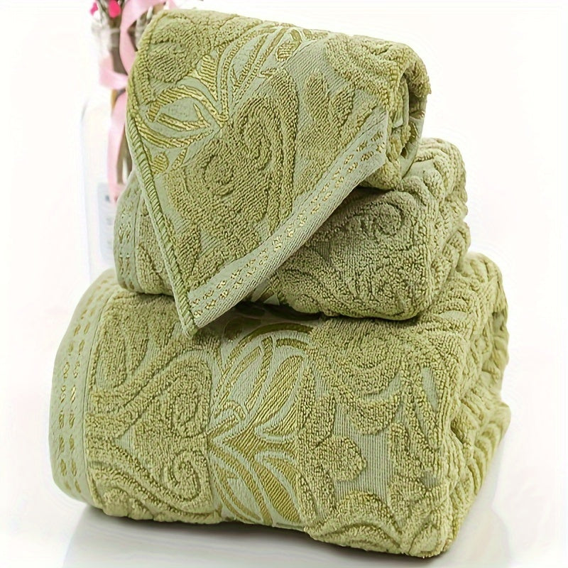 Luxury Jacquard Set - Soft, Absorbent & Quick-Drying Towels with Elegant Floral pattern in Pink - Plush Texture for Spa, Hotel, Home Bathroom - Bathroom Decor Essentials, Towels High Quality, Towels Towels, Non Shedding Towels, Robe