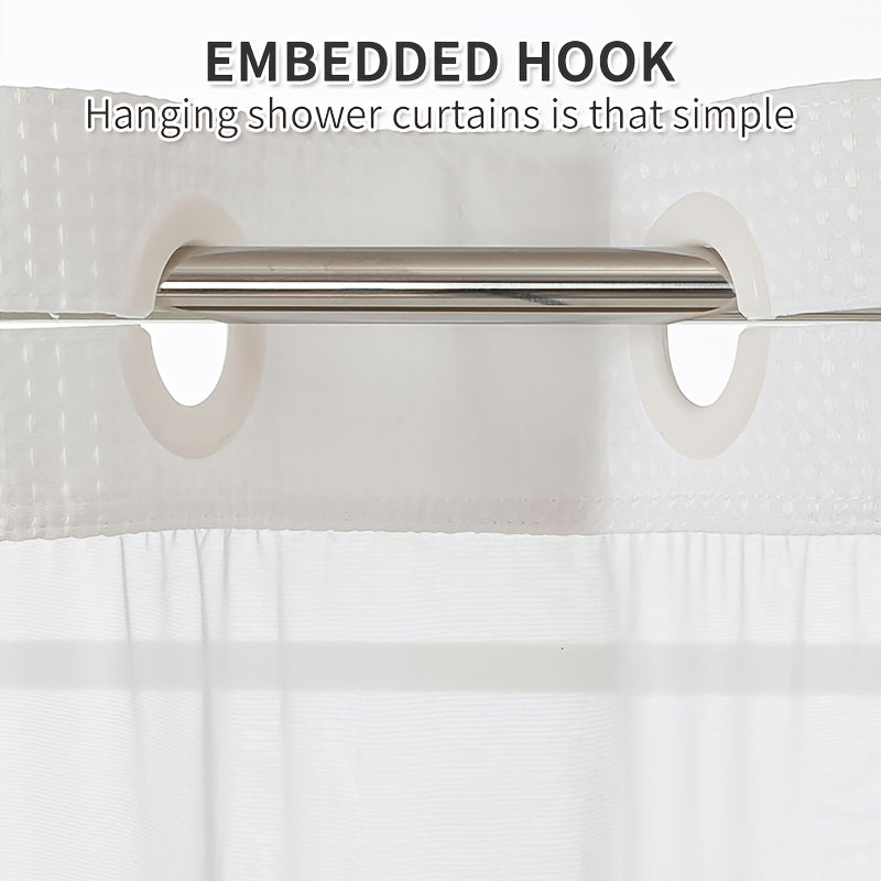 1pc Waffle Texture Shower Curtain with Large Rings - Double Layer Bath Curtain Suitable for Bathtub Partition, Multi-Color Options (, Grey, Navy), Machine Washable, 71x74 Inch Bathroom Decor