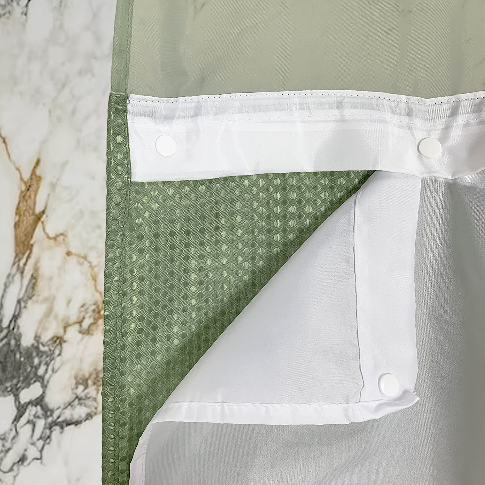 1pc Bathroom Hookless Shower Curtain with Snap-In Fabric Liner Hookless Recessed Hooks Double Waffle Shower Curtain Waffle Shower Curtain Home Decor home décor 75''L x 72''W