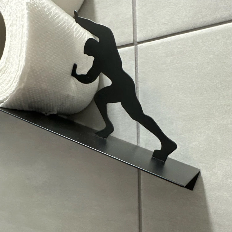 1pc Wall-Mounted Toilet Paper Holder & Roll Storage Shelf - Space-Saving Metal Bathroom\u002FShelf Unit, Easy Install Adhesive\u002F Mount Suitable for Small Bathrooms, Apartments, Homes - Toilet Paper Dispenser