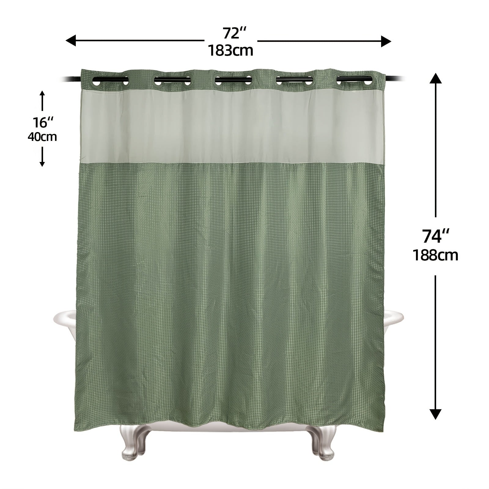 1pc Bathroom Hookless Shower Curtain with Snap-In Fabric Liner Hookless Recessed Hooks Double Waffle Shower Curtain Waffle Shower Curtain Home Decor home décor 75''L x 72''W