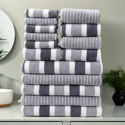 15pcs Luxury Towel Set - Majestic Plush, Super Absorbent, Quick-drying, Thick Coral Fleece Bath Towel, Suitable For Bathrooms, Spas, And Hotels - Includes 5 Bath Towels, 5 Hand Towels, And 5 Washcloths, The Perfect Holiday Gift, Wash Cloths