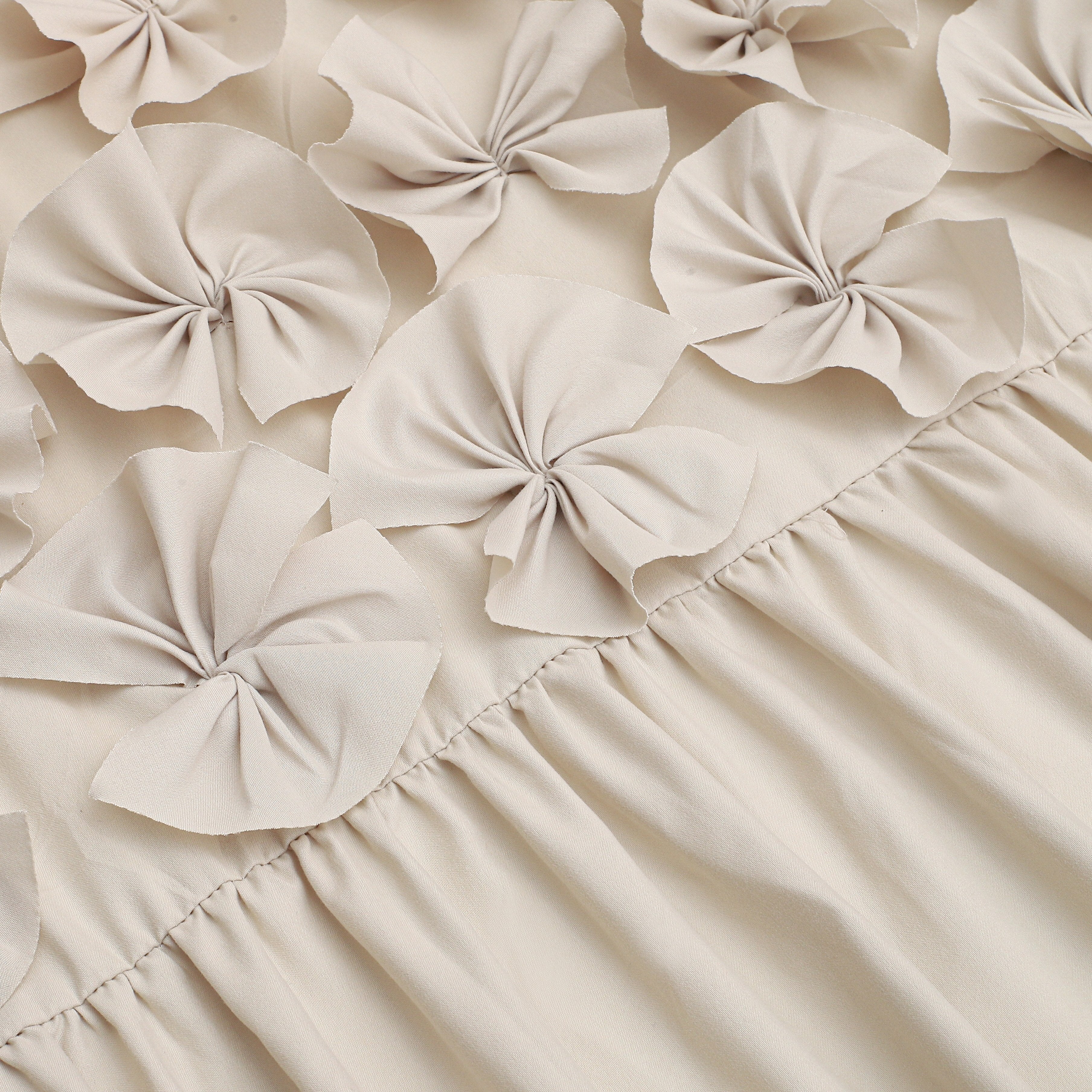 Ruched Microfiber Vintage Handcrafted Butterfly Flowers Bath Curtain for Master Bathroom, with 12 Buttonholes, 72\