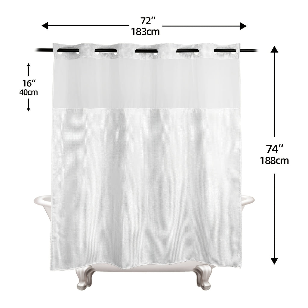 1pc Bathroom Hookless Shower Curtain with Snap-In Fabric Liner, No Hooks Required, Built-In Hooks, Double-Layer Waffle Weave Shower Curtain, Home Décor, 75\