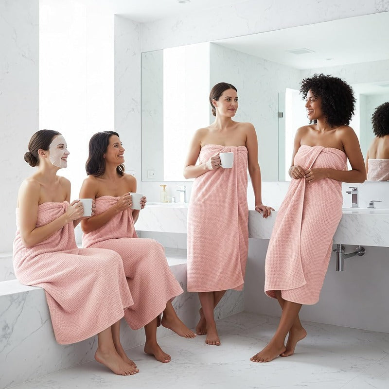 REDKISS 4 Pack Extra Large Bath Towels 35x70 Inches - Ultra-Soft Coral Fleece Plush Quick-Dry Spa & Gym Towel Set, Oversized Pink Bath Sheets for Adults, Pool, Travel, Sensitive Light Beige (4 Pack Bulk Bundle)