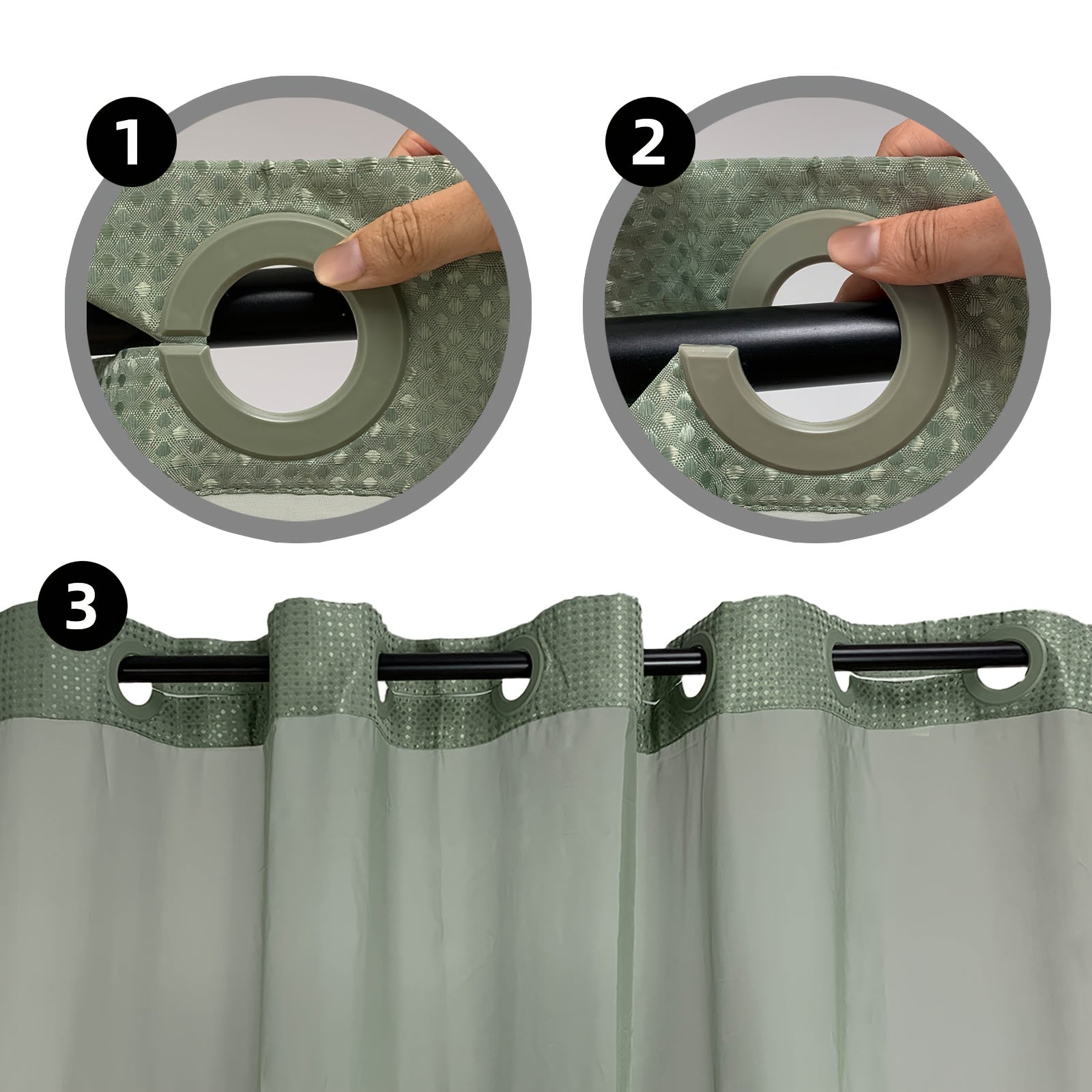 1pc Bathroom Hookless Shower Curtain with Snap-In Fabric Liner Hookless Recessed Hooks Double Waffle Shower Curtain Waffle Shower Curtain Home Decor home décor 75''L x 72''W