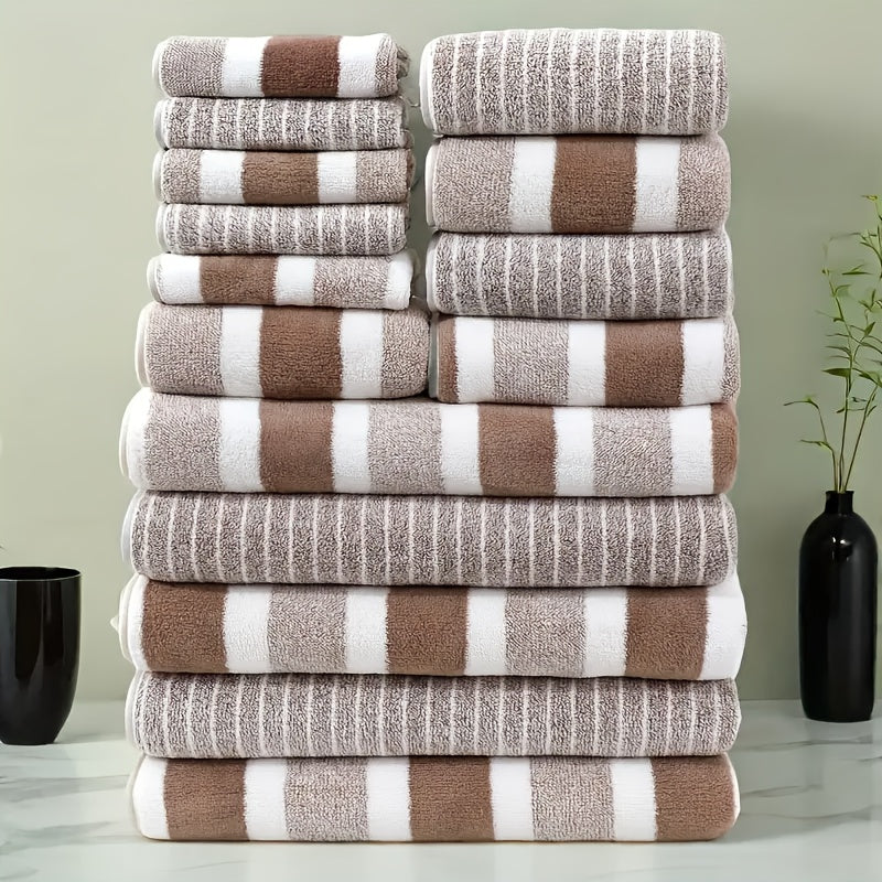 15pcs Luxury Towel Set - Majestic Plush, Super Absorbent, Quick-drying, Thick Coral Fleece Bath Towel, Suitable For Bathrooms, Spas, And Hotels - Includes 5 Bath Towels, 5 Hand Towels, And 5 Washcloths, The Perfect Holiday Gift, Wash Cloths
